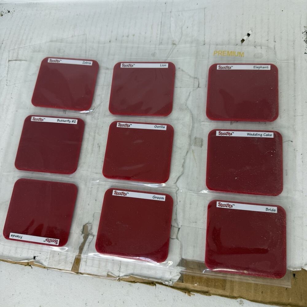 Lot Of 9 Sizzlits Dies Sizzix Assorted Used In Storage Bag As Pictured